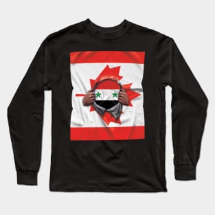 Syria Flag Canadian Flag Ripped - Gift for Syrian From Syria Long Sleeve T-Shirt